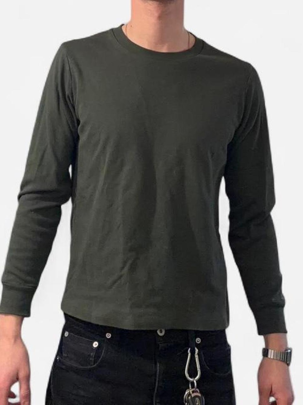 Men's Long Sleeve Crew Neck Shirt - Dark Olive